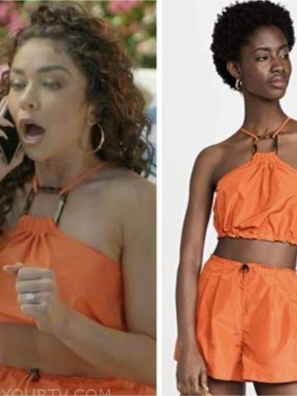 STAUD Orange Halter Crop Top